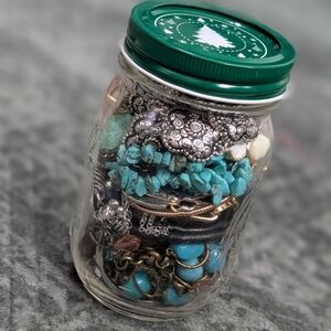 Mystery Jewelry Jar Bundle – Turquoise, Silver Tone, Vintage Mix